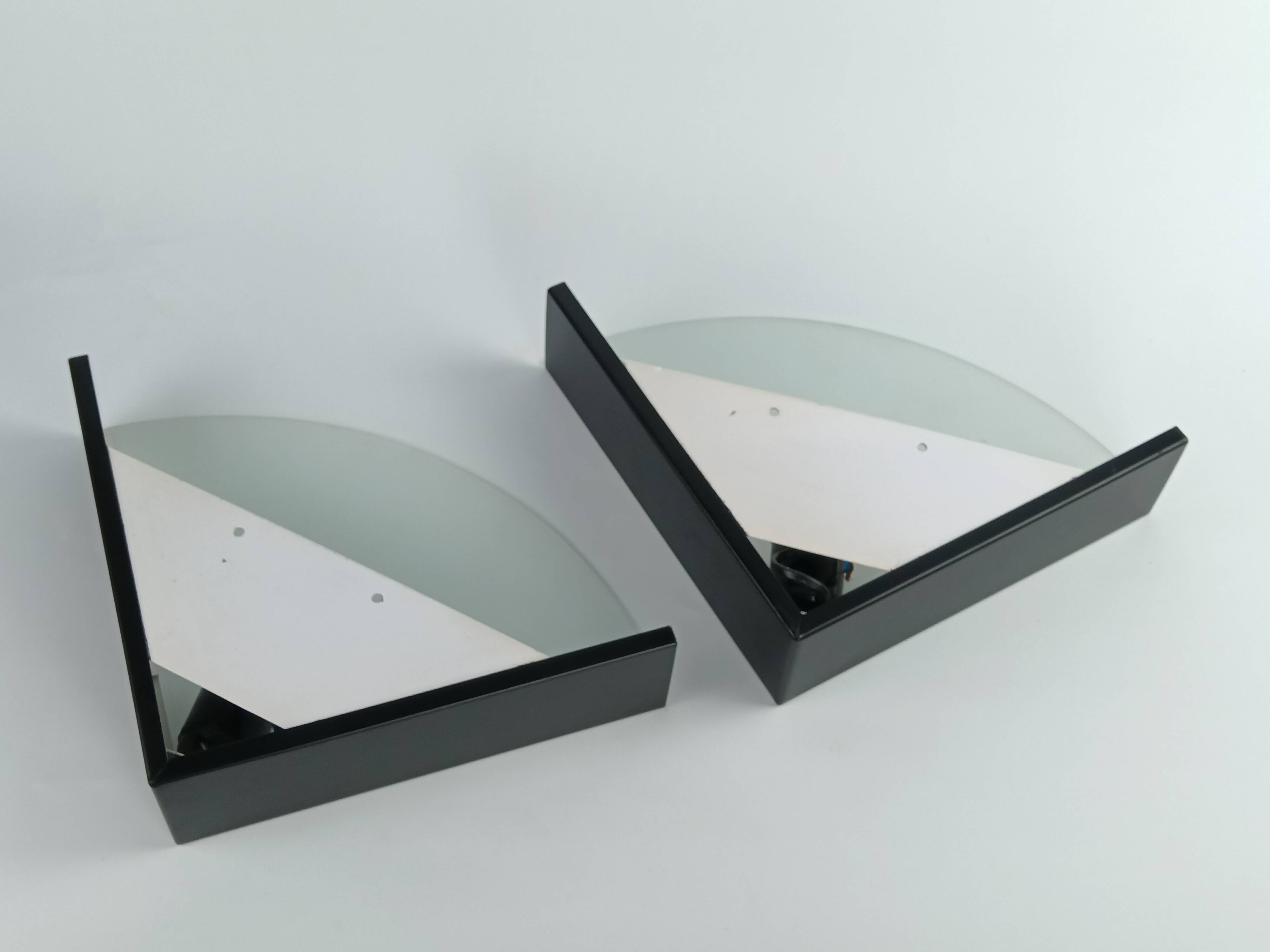 2 triangular wall lights 1980