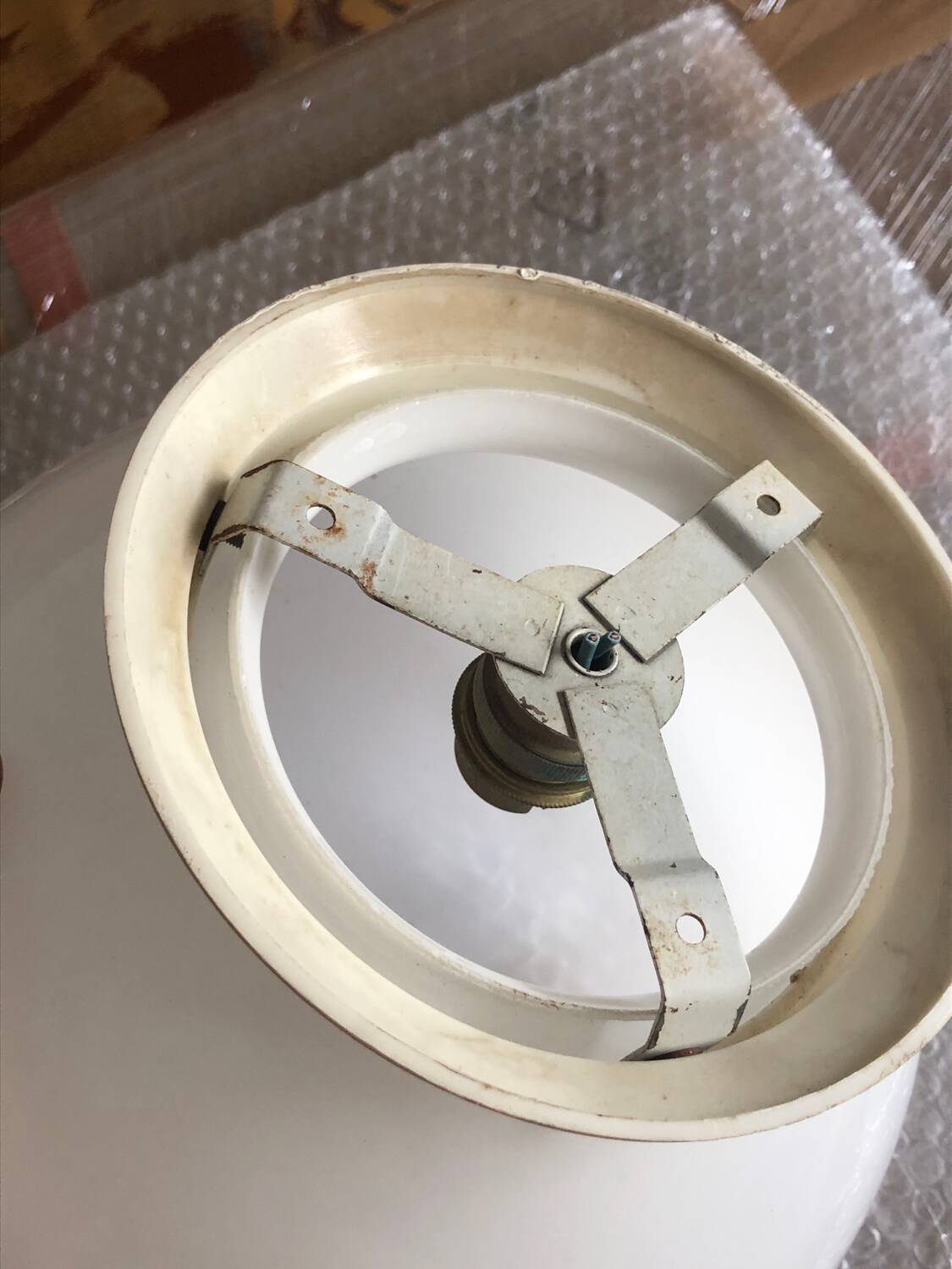 Opaline ball ceiling light.