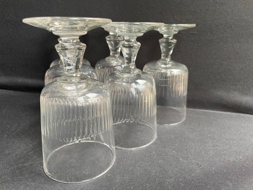 6 Large crystal glasses cut nineteenth