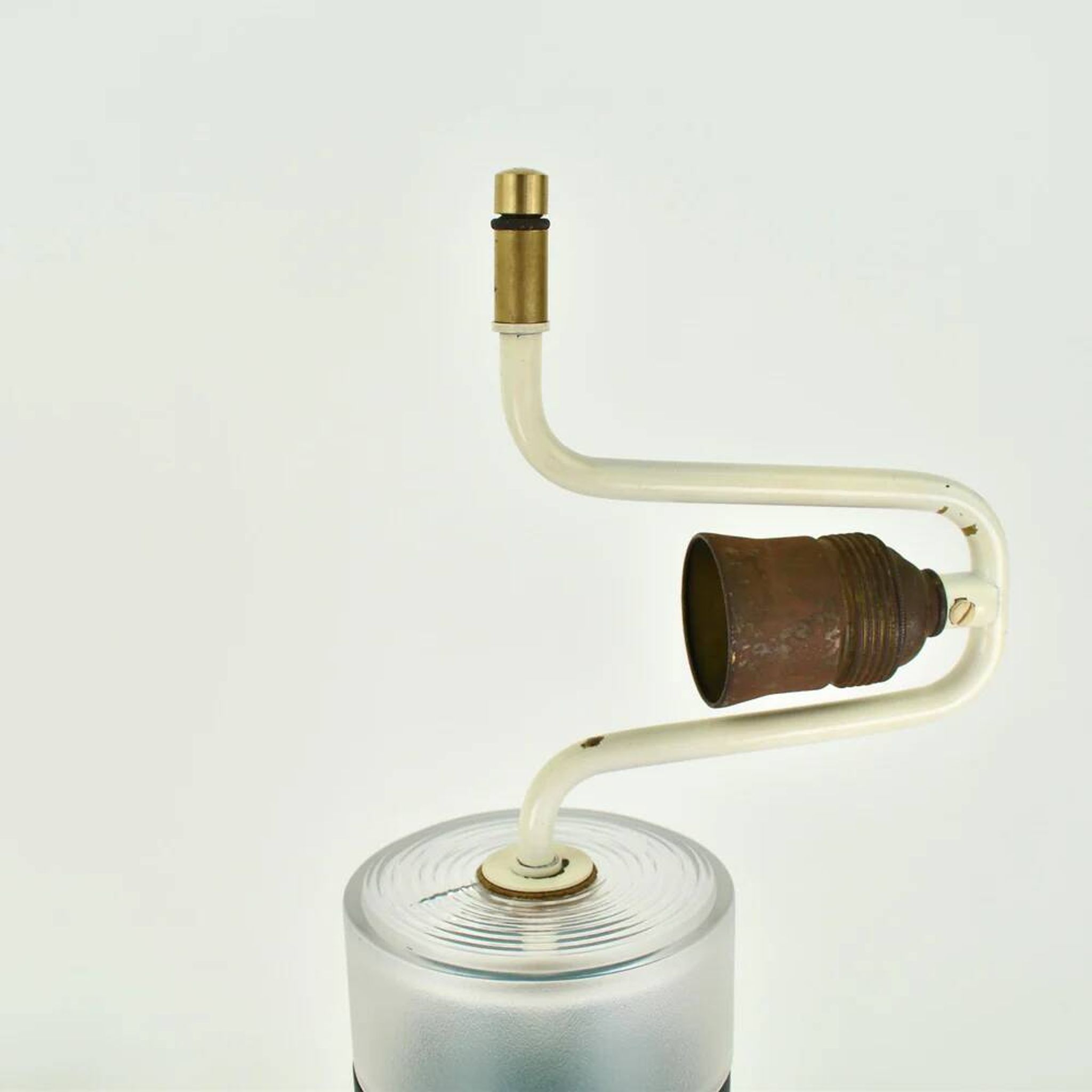 Lampe de table scandinave vintage moderniste bleu sarcelle et verre clair