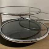 Vintage circular coffee table with triple top - 1980s