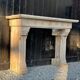 Neo-Gothic style Lumel beige marble fireplace circa 1880