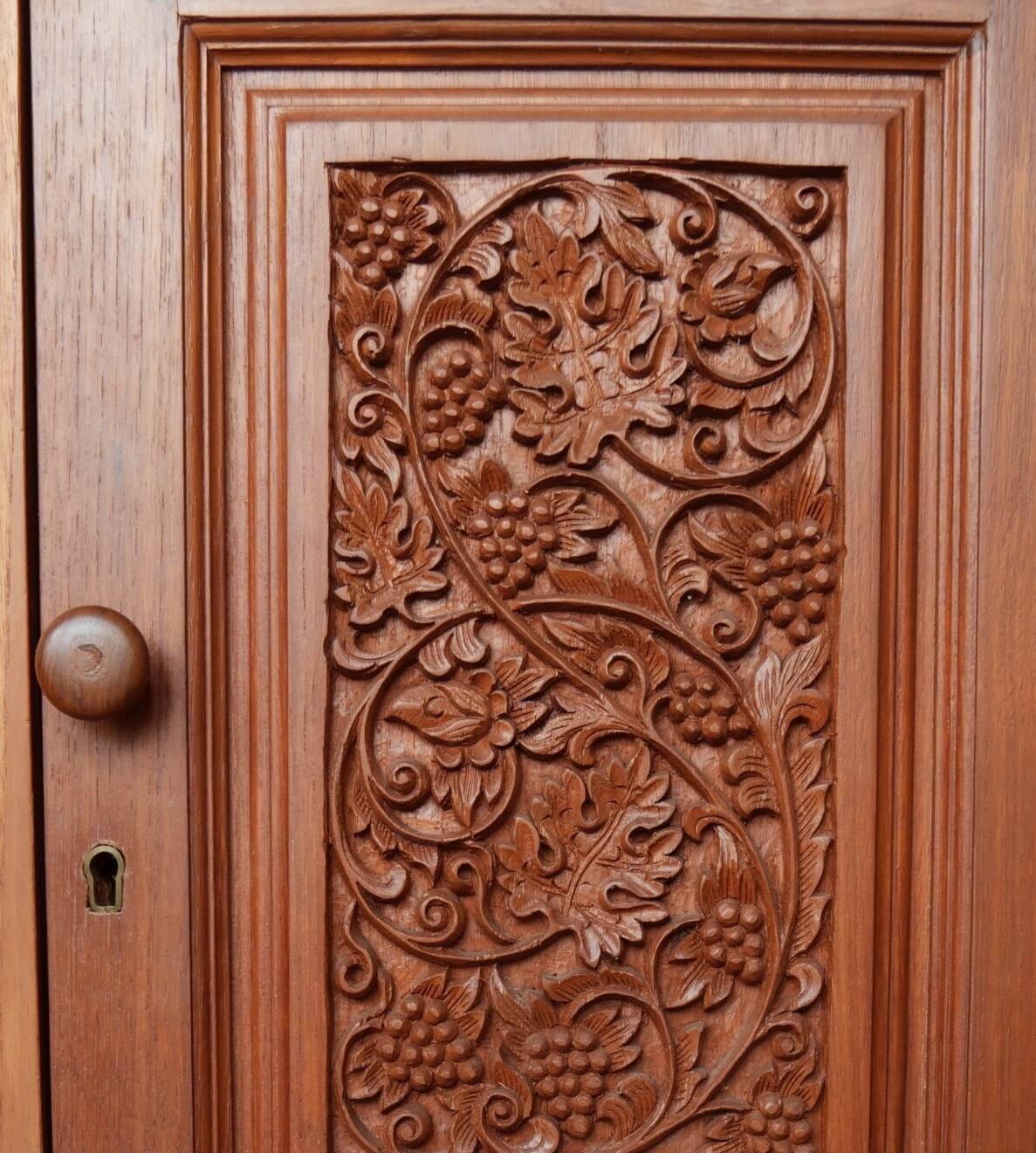 Vintage Vanity Desk, unique hand carved, Chiang Mai teak wood