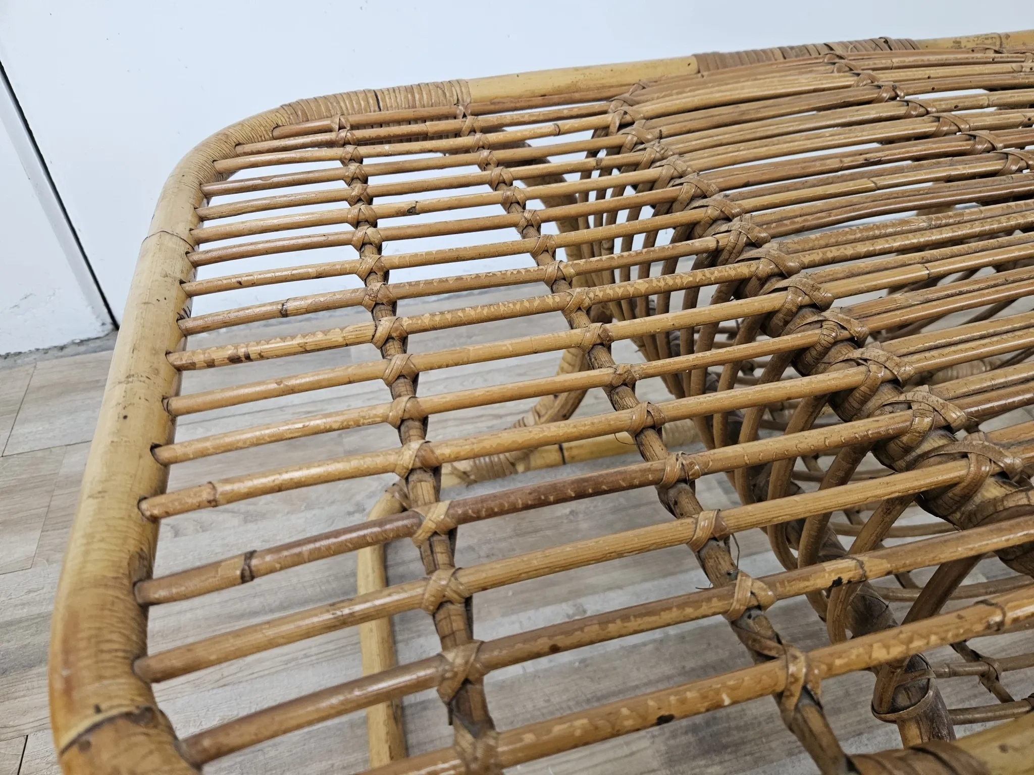 Vintage wicker side table, 1970