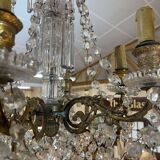 6-light crystal and bronze chandelier - 19th century