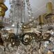 6-light crystal and bronze chandelier - 19th century