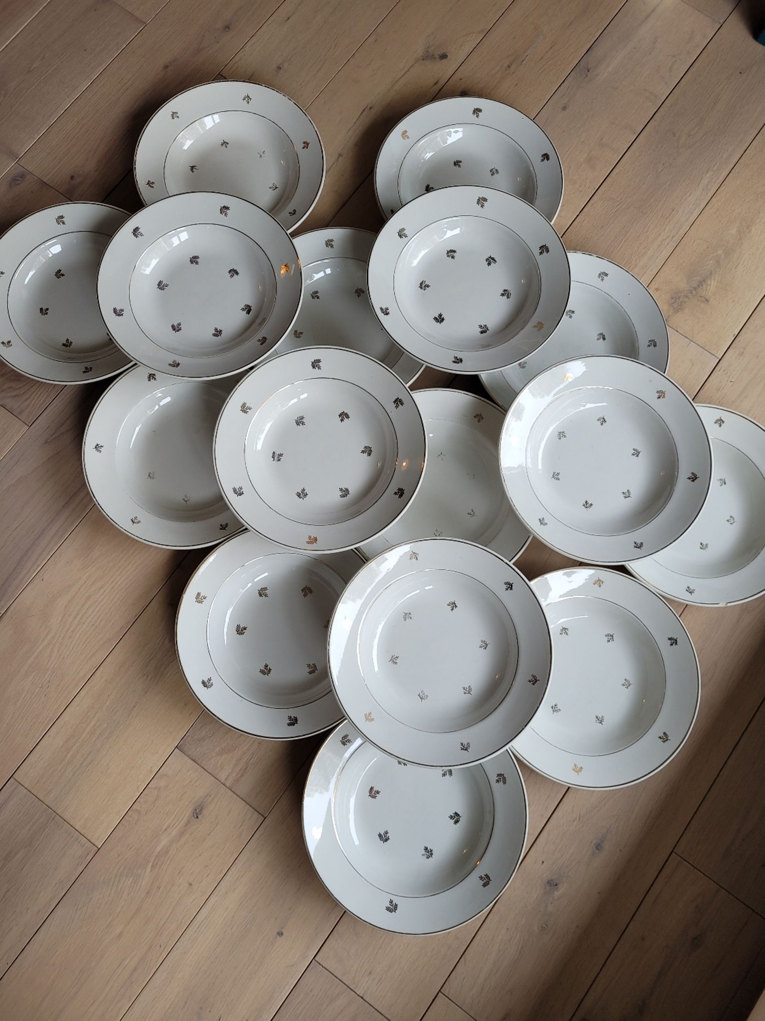 Lot de 16 assiettes creuses porcelaine opaque Badonviller