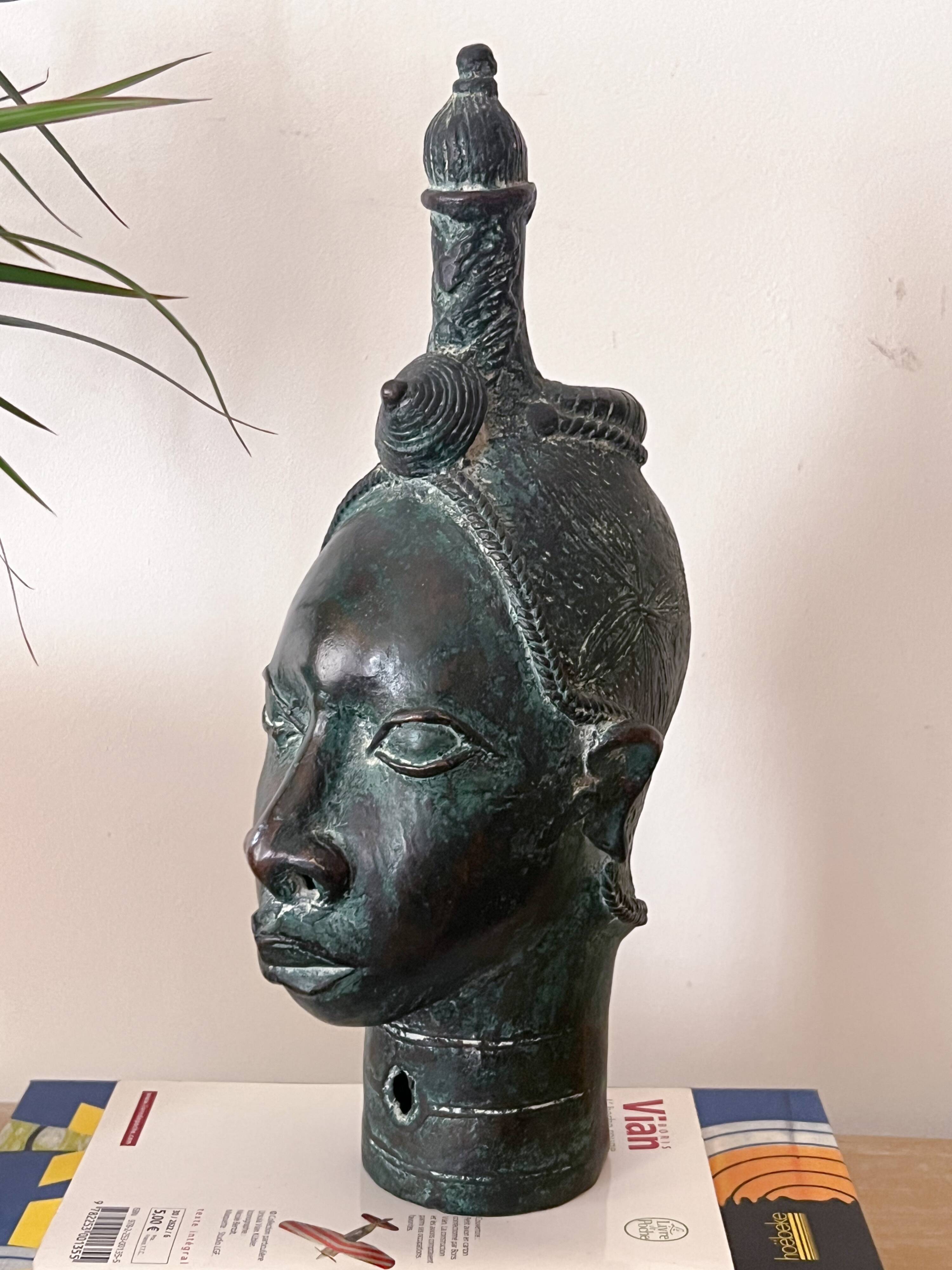 Ife head with bronze headdress (Nigeria)