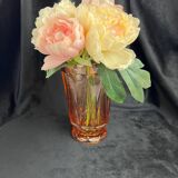 Old large pink glass vase circa 1960