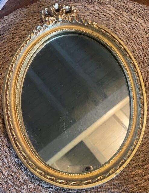 Old frame wall mirror oval gilded wood