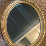 Old frame wall mirror oval gilded wood