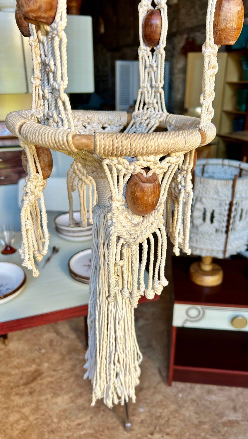 Large 70s Macrame Plant Hanger XL
