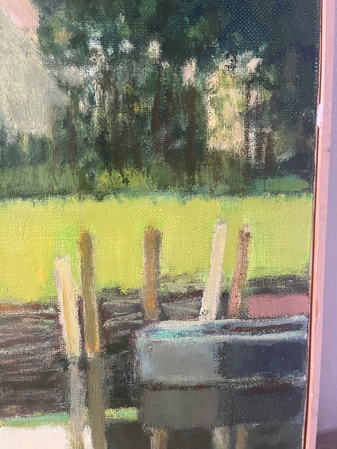 La Brière, Brittany, oil on canvas signed P Poulain