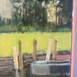 La Brière, Brittany, oil on canvas signed P Poulain