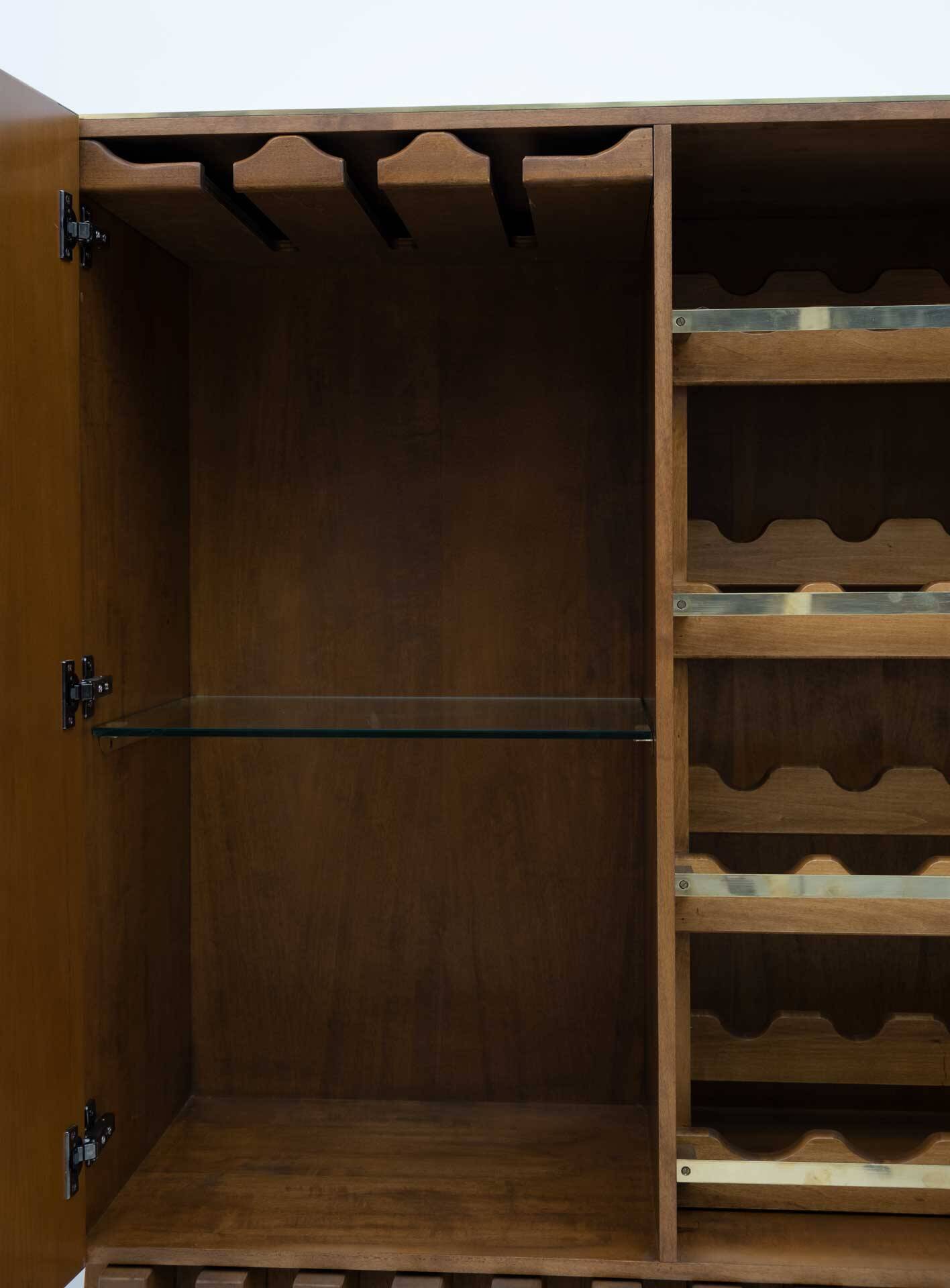 Postmodern Italian Bar Sideboard Murano Glass and Brass, 1980s