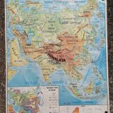 Ancienne carte MDI Asie agricole et physique vintage