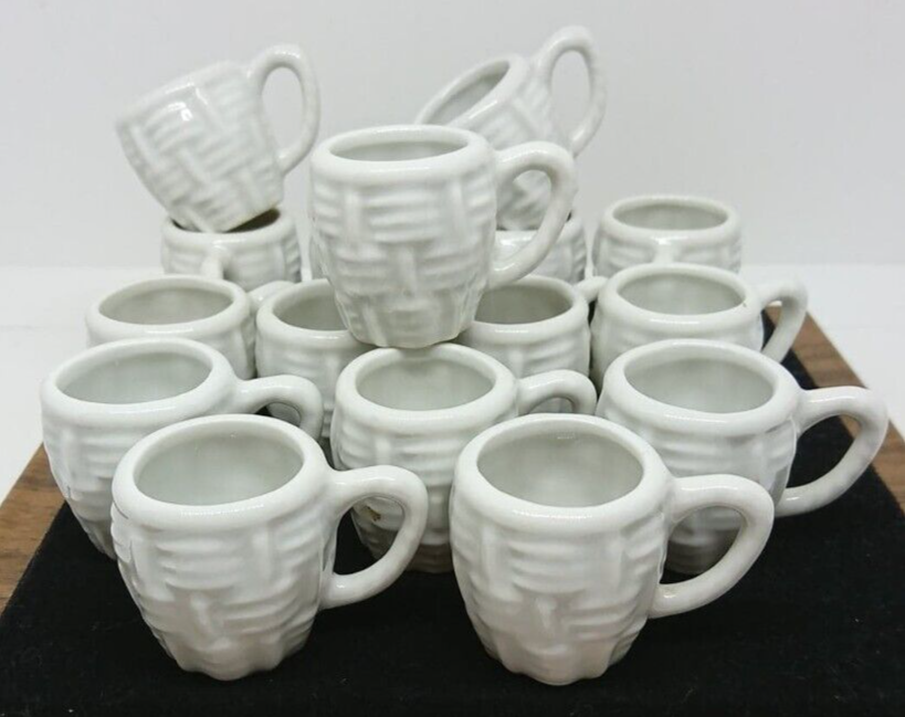 White Ceramic Mini-Chopes/Shot Basket Decor