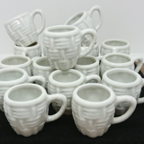 White Ceramic Mini-Chopes/Shot Basket Decor