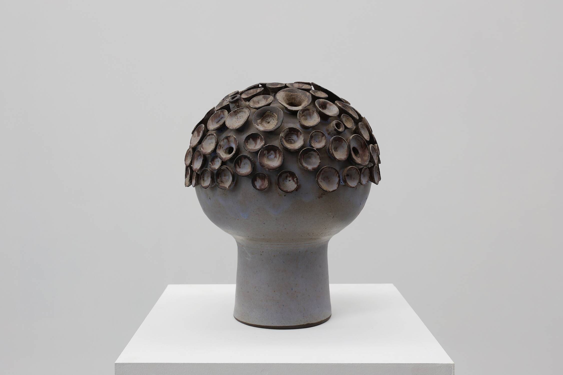 Organic ceramic “mushroom” sculpture signed EL, Belgium 1960s