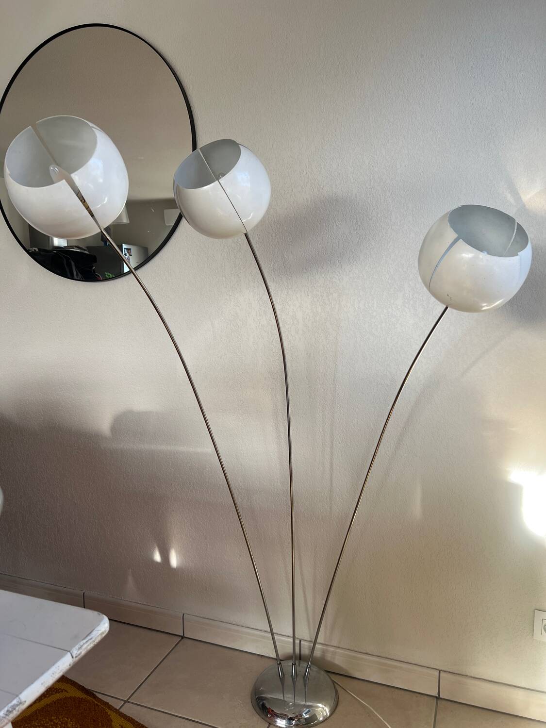 DELMAS three-arm chrome floor lamp - vintage 1970s