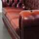 Spacious red English 2.5-seater cowhide leather chesterfield sofa