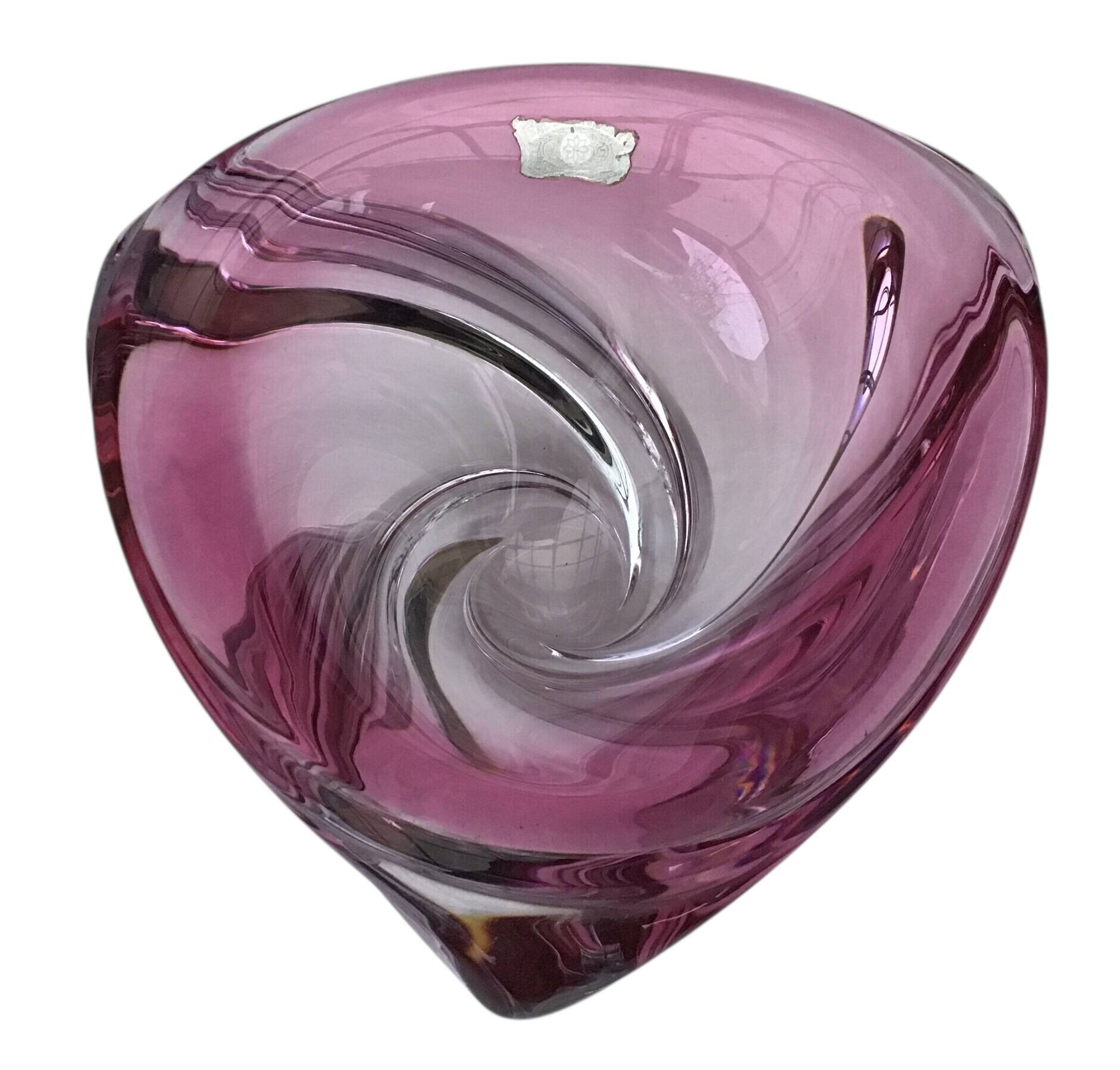 Vase Wave Val-Saint-Lambert ruby submerged design Delvenne 1950