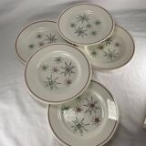 1950s Vintage French Gien Set of 5 Dessert Plates with Comets pattern