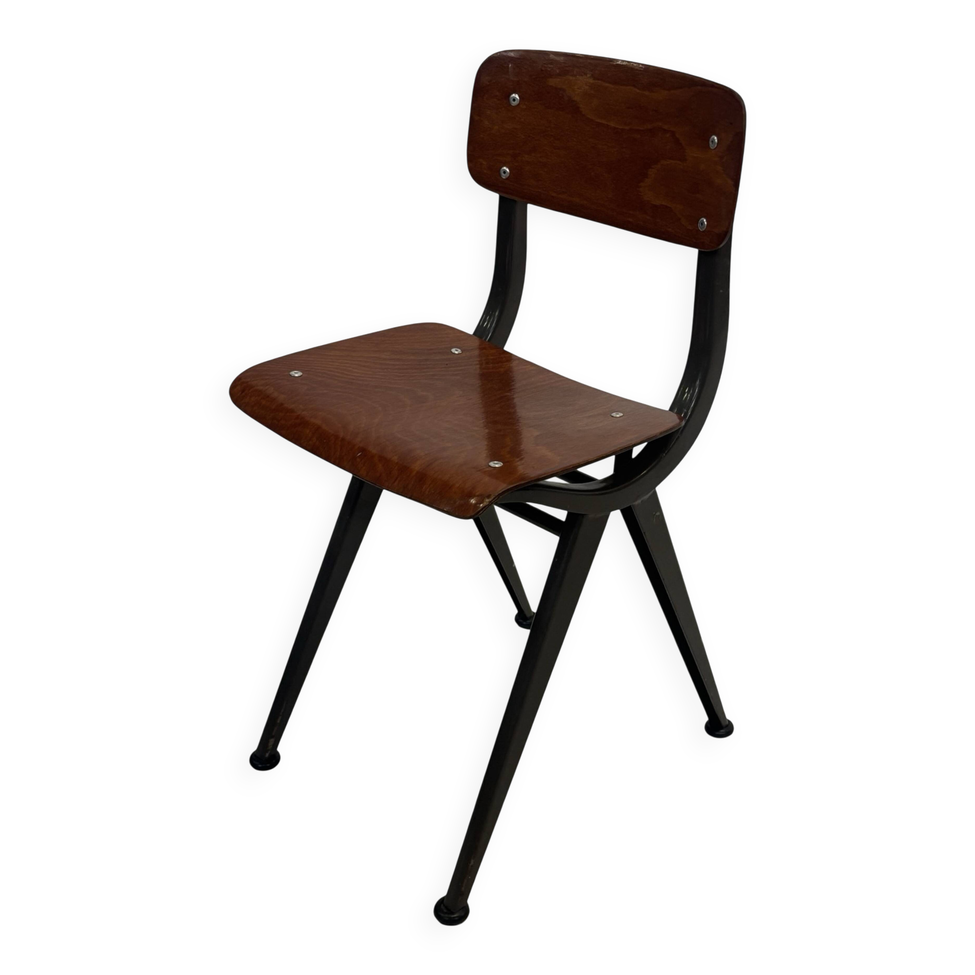 Vintage industrial children's chair, school chair, Dutch design