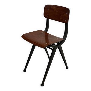 Vintage industrial children's chair, school chair, Dutch design