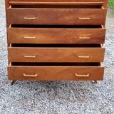 Chest of drawers of the 50s in golden oak compass feet 4 drawers