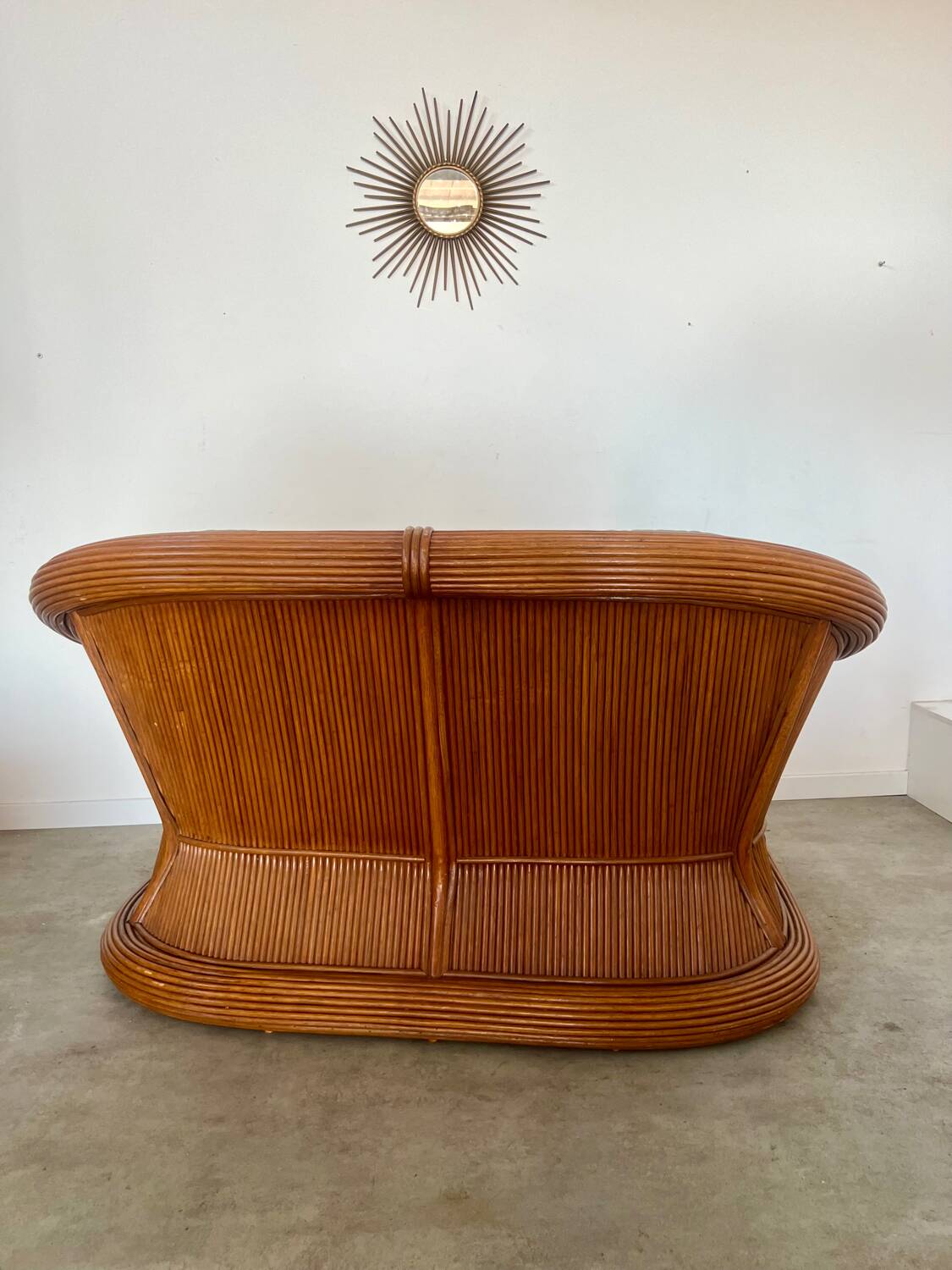 Old 2-seater rattan sofa Italian design from the 70s vintage