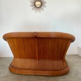 Old 2-seater rattan sofa Italian design from the 70s vintage