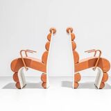 Set of 4 metal and leather armchairs France 1970s