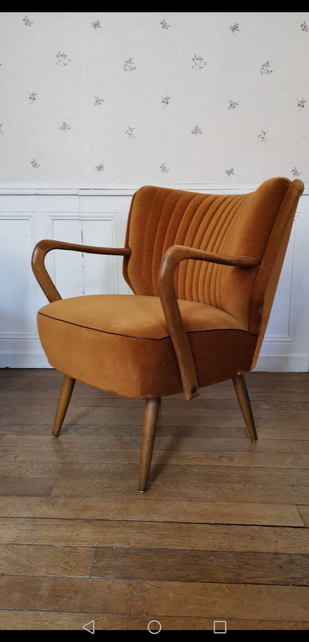 Fauteuil vintage années 50/60 beige rosé