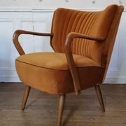 Fauteuil vintage années 50/60 beige rosé