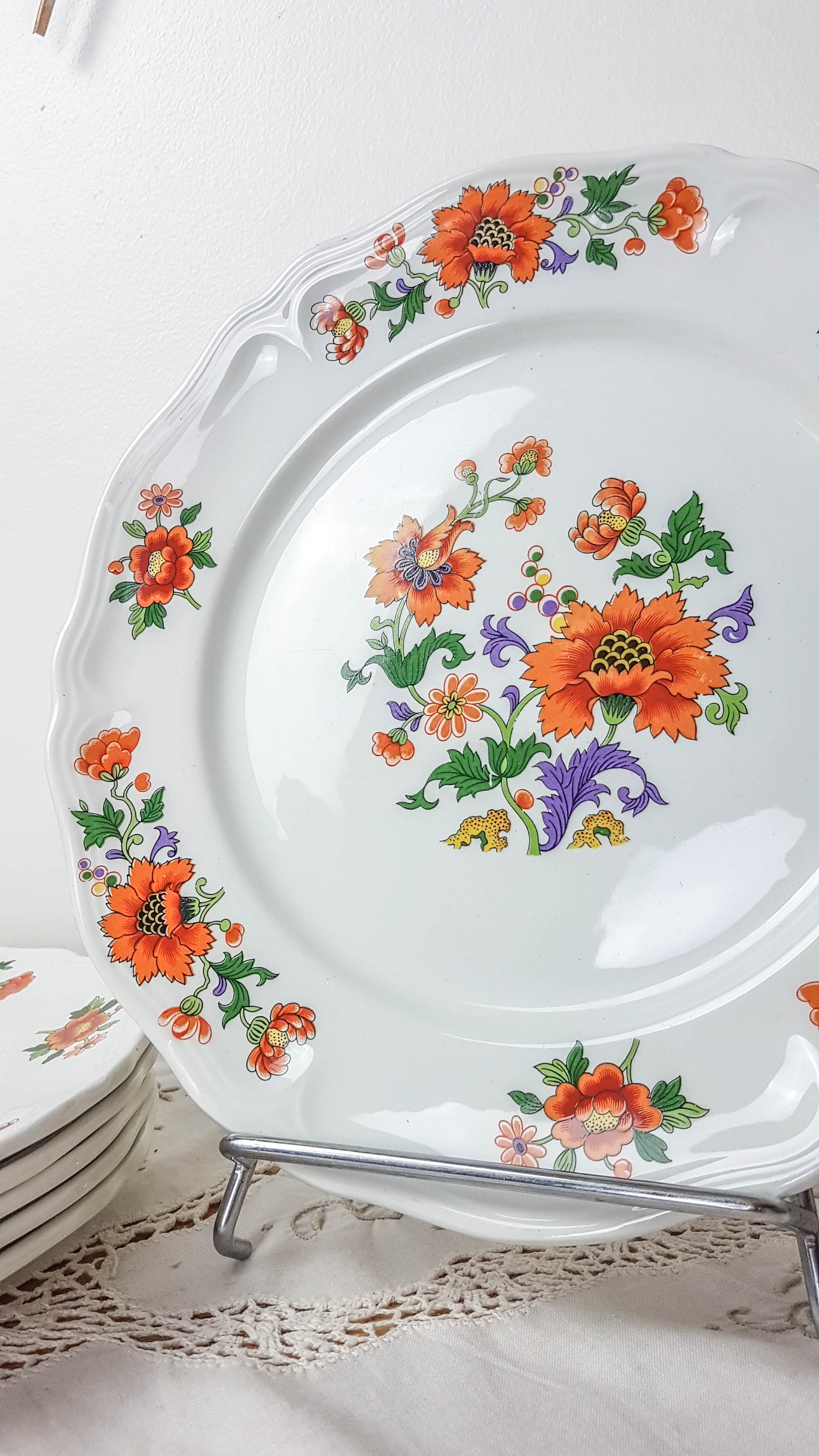Table service in vintage earthenware Mills of Wolves "ORCHIES" 44 pieces