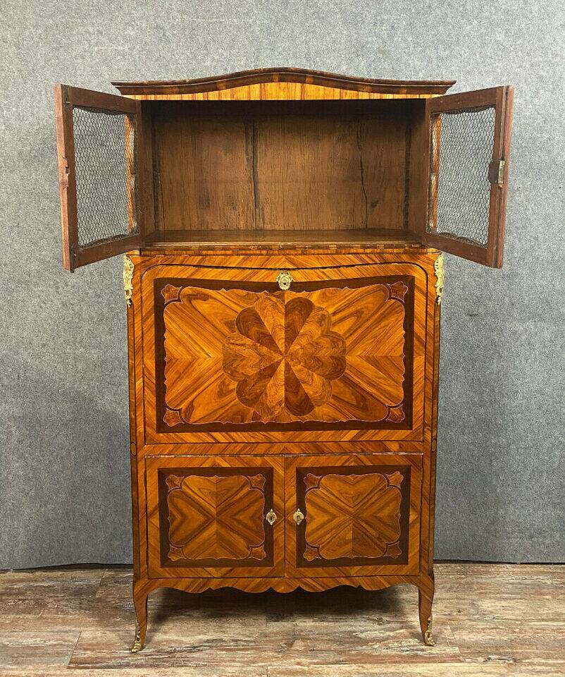 Louis XV period guillotine secretary in marquetry