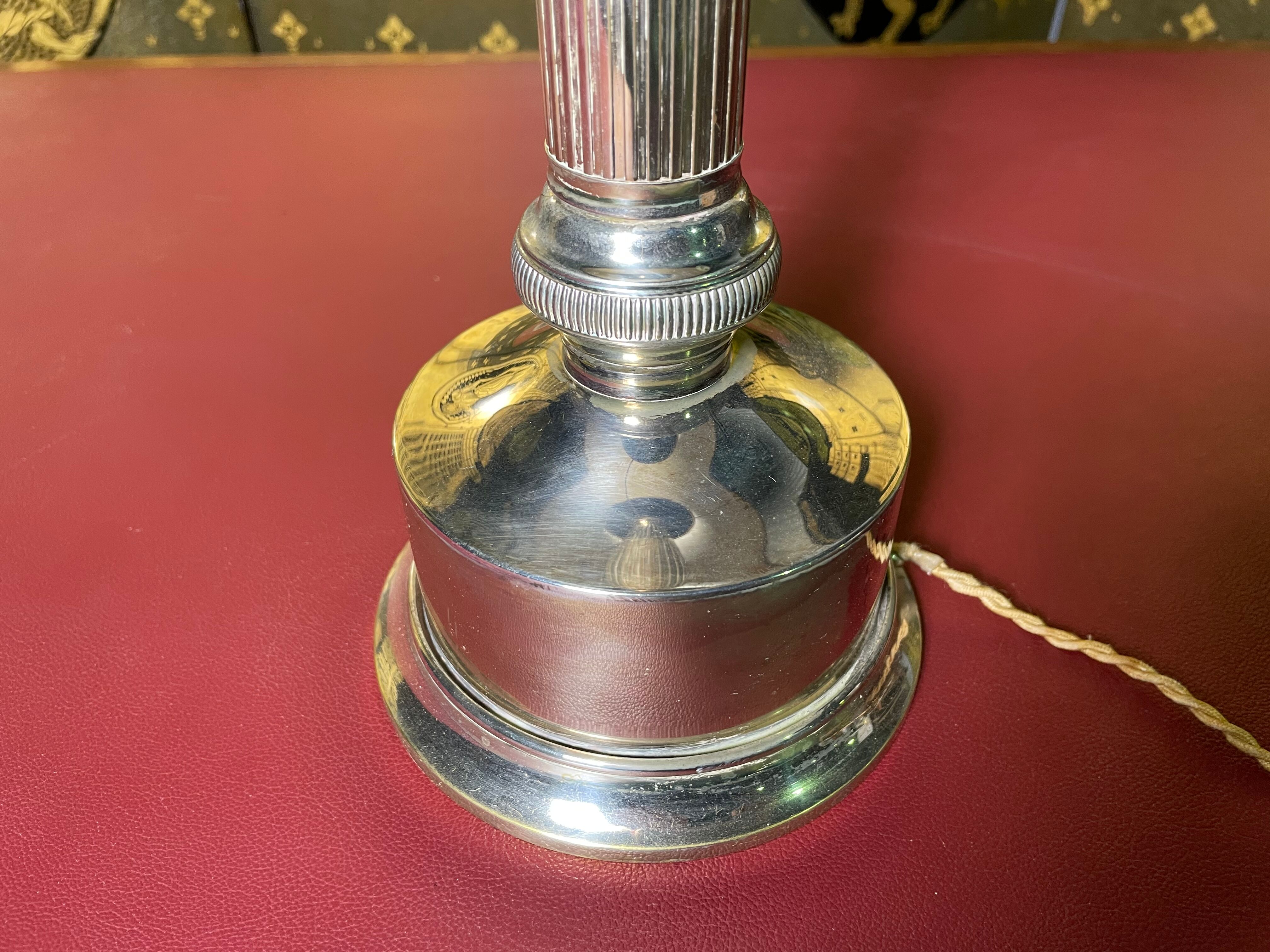Table lamp Empire style chrome metal 1970