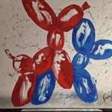 Tableau signé par Henry Escobar, Chiens Ballons XL