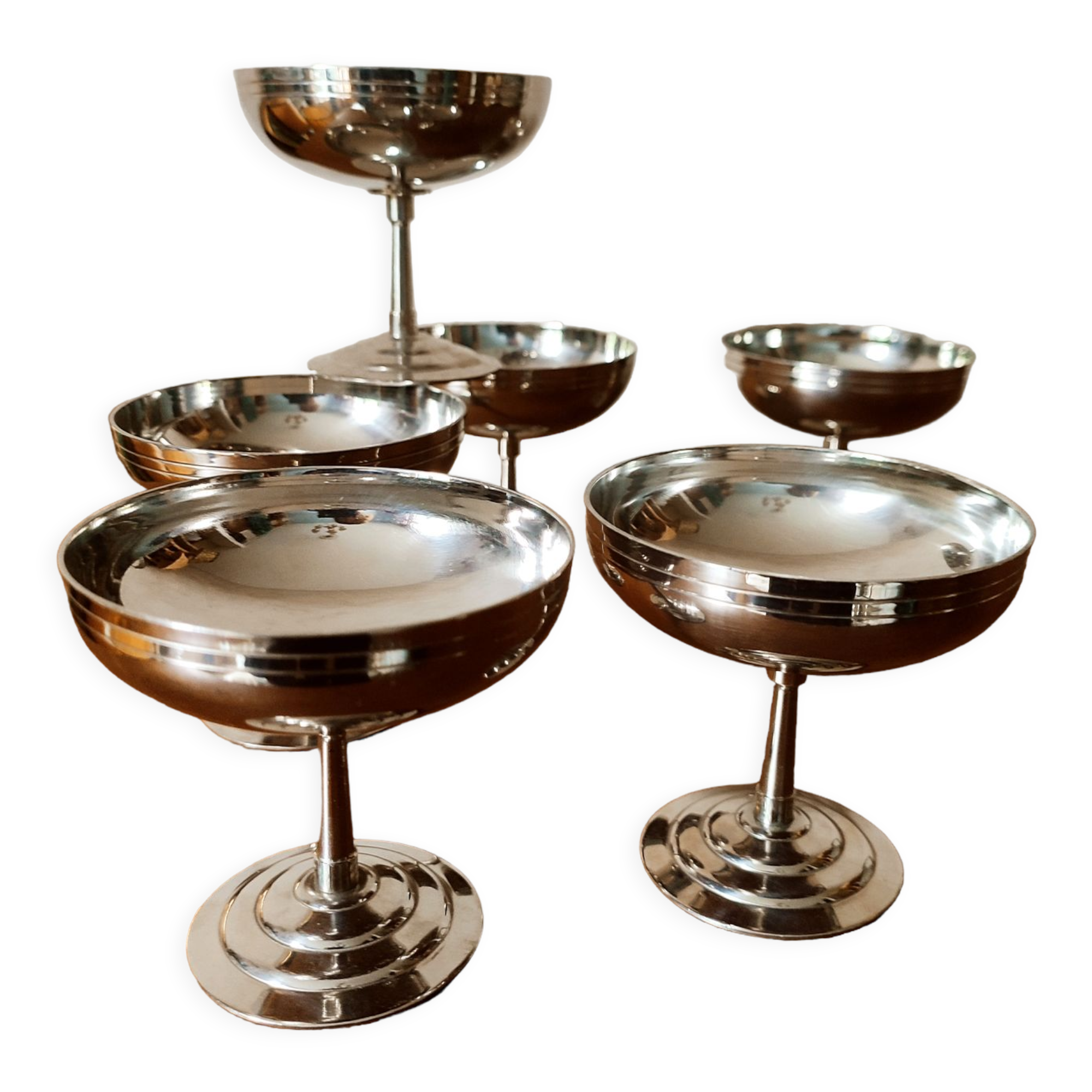 6 art deco stainless steel cups Rémy Letang