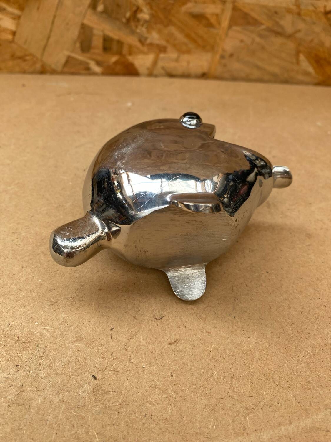 Ancien cendrier forme poisson en métal argenté vintage