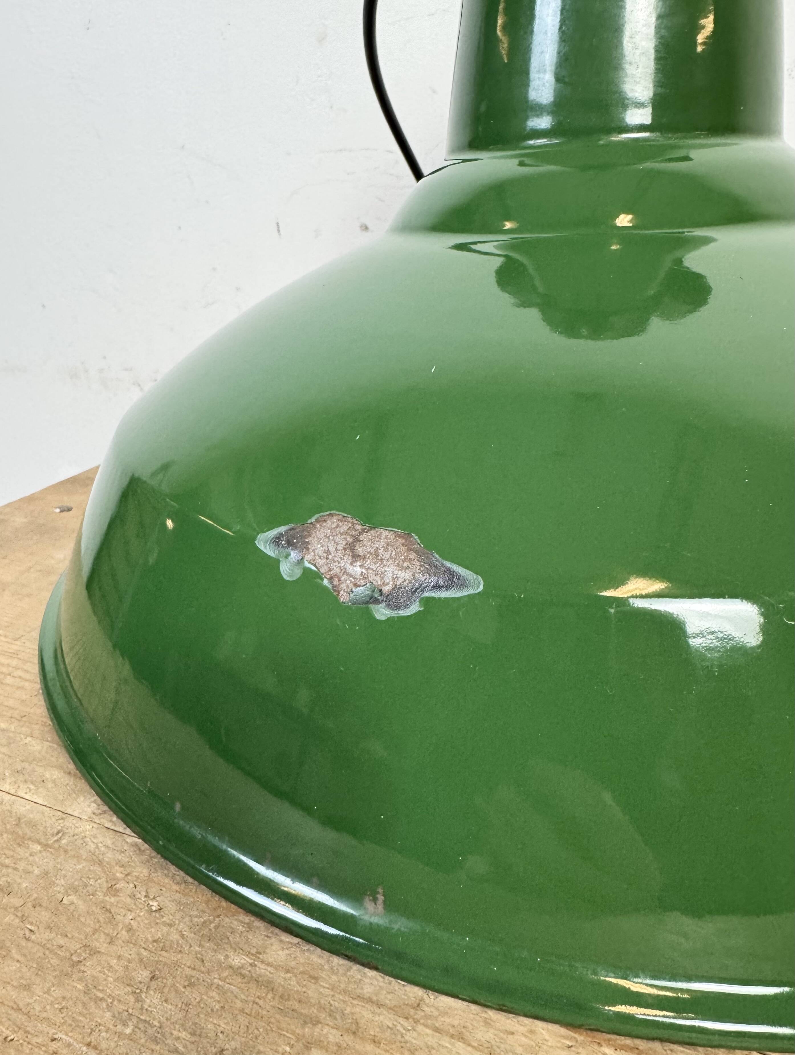 Industrial Green Enamel Factory Pendant Lamp, 1960s