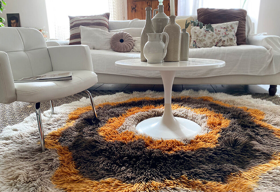 Round carpet wool flower 70 200cm