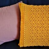 cushion and its macramé adornment