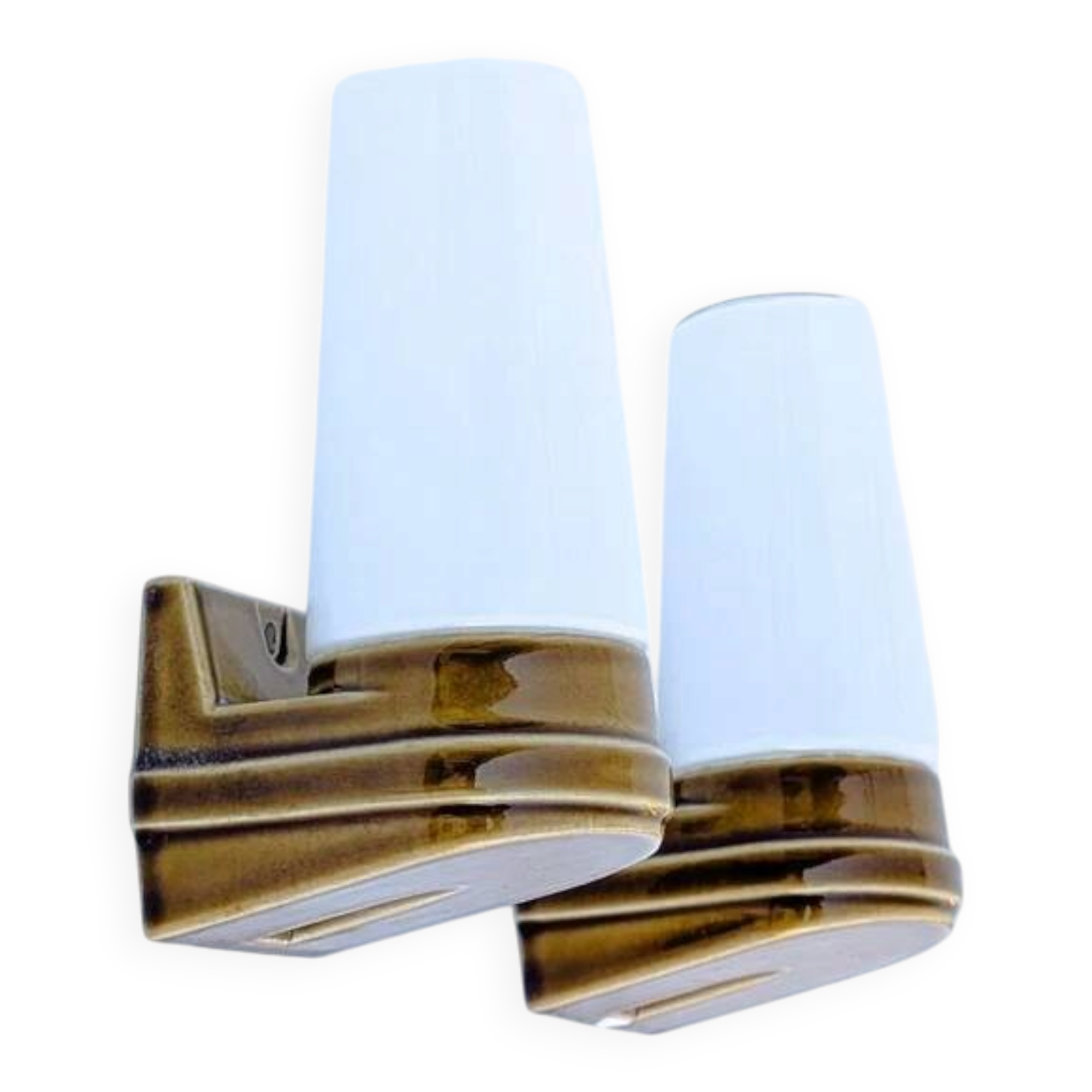 Pair of wall sconces "Bernadotte" model 6080 in ochre porcelain by Sigvard Bernadotte for Ifö - 1960