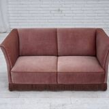 1970s, Danish 2-seater sofa, original salmon pink furniture velour.