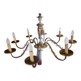 Old 8-branch brass chandelier