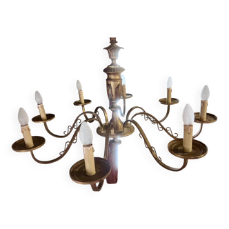 Old 8-branch brass chandelier