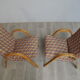 Pair of vintage wooden armchairs and harlequin fabric year 70