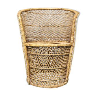 Fauteuil emmanuelle rotin et osier adulte années 70
